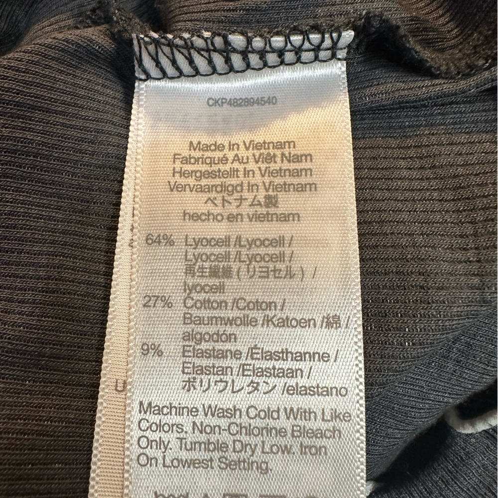 New Madewell Contrast Stitched Crewneck Crop Lightweight Tee Shirt Black Coal M - Picture 9 of 11